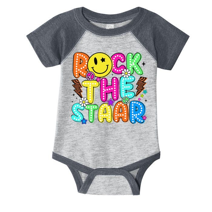 Funny Rock The Test Testing Day Teacher Student Motivational Infant Baby Jersey Bodysuit