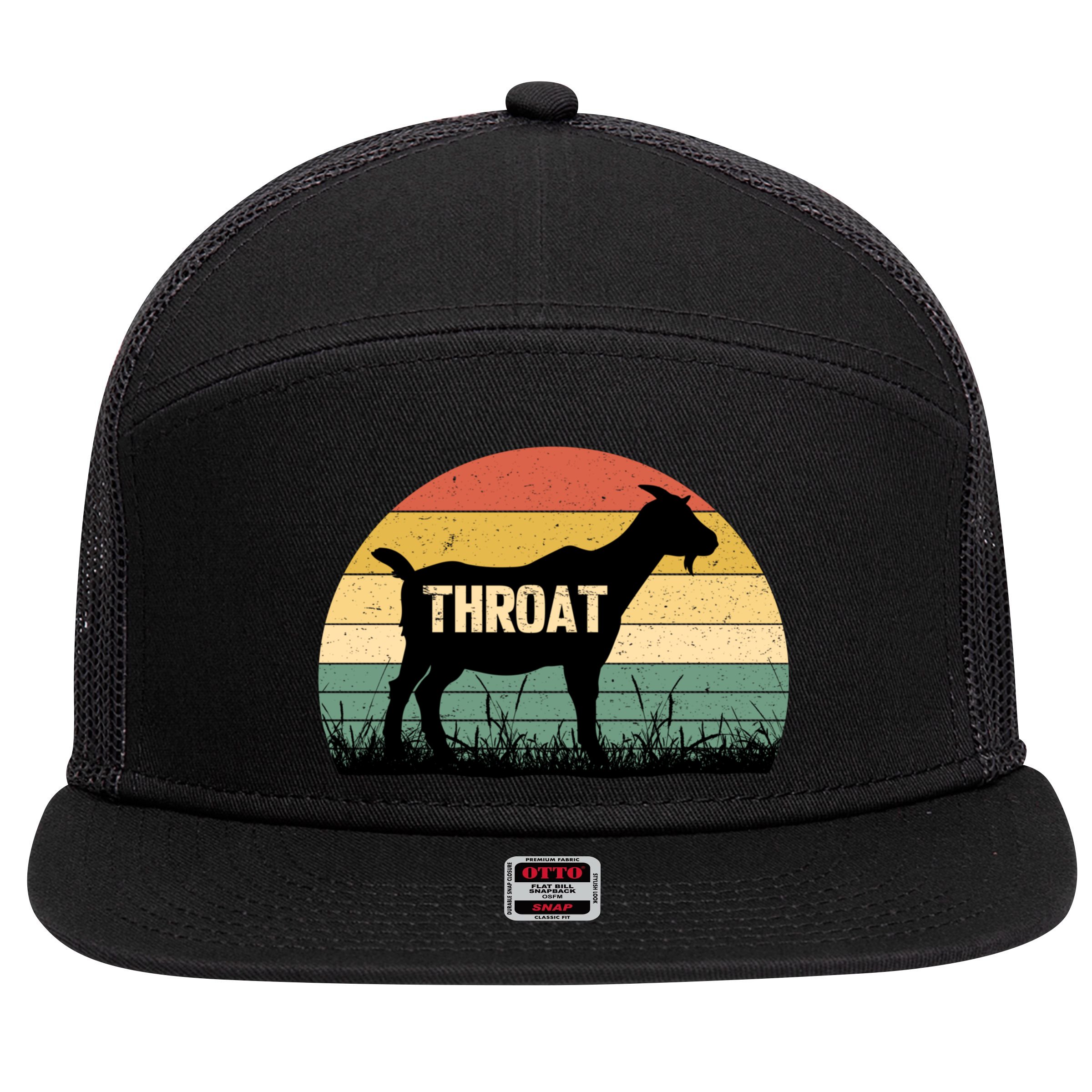 Funny Retro Throat Goat Sunset - Adult Humor Costume 7 Panel Mesh Trucker Snapback Hat