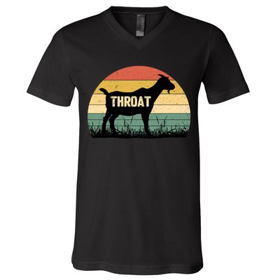 Funny Retro Throat Goat Sunset - Adult Humor Costume V-Neck T-Shirt