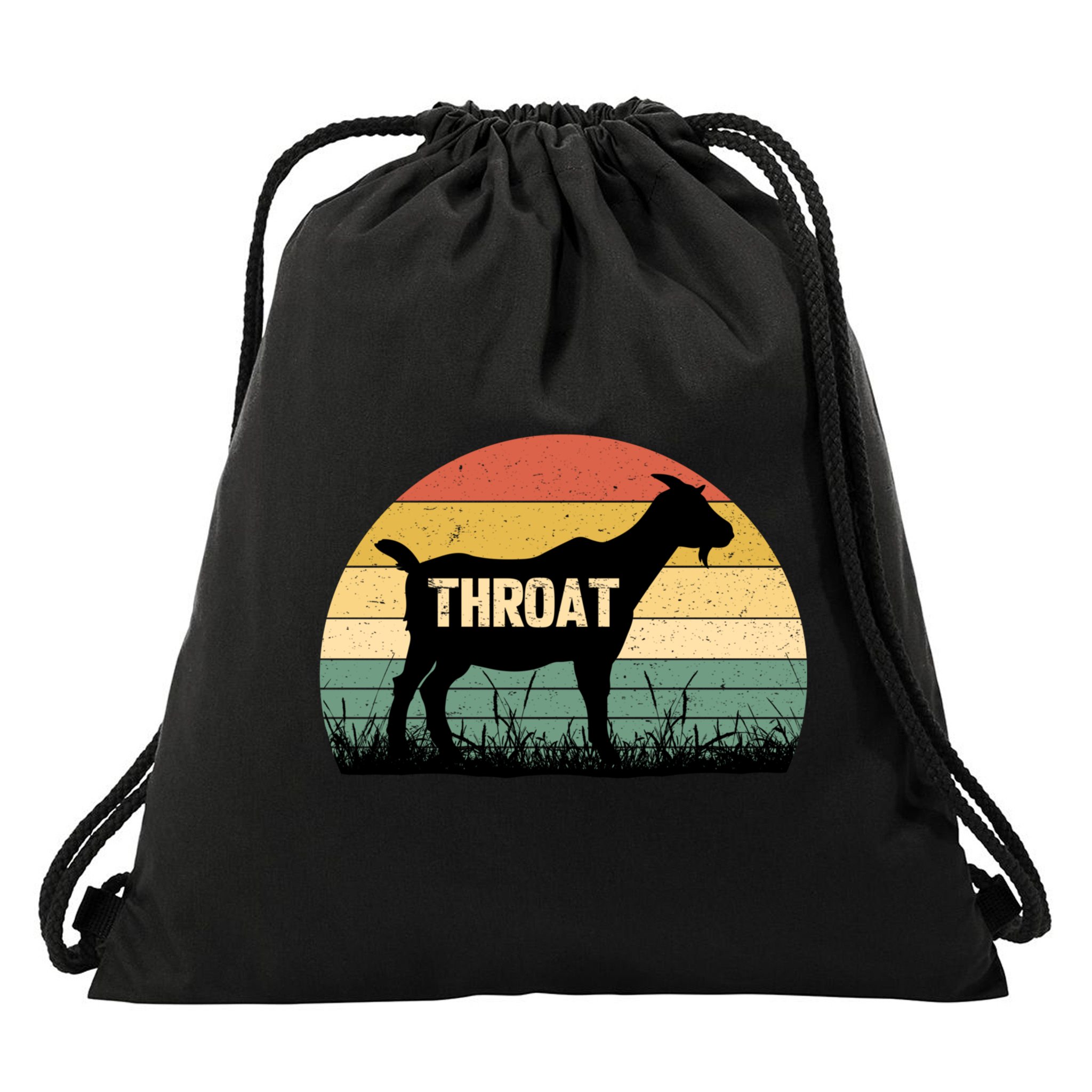 Funny Retro Throat Goat Sunset - Adult Humor Costume Drawstring Bag