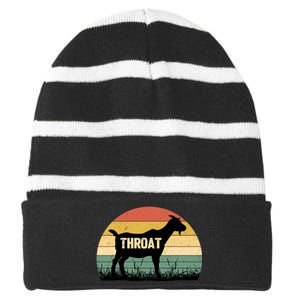 Funny Retro Throat Goat Sunset - Adult Humor Costume Striped Beanie with Solid Band