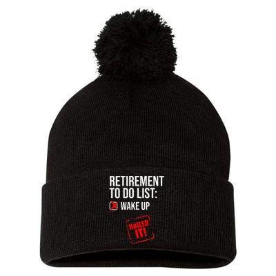 Funny Retirement To Do List Nailed It Retired Retiree Humor Pom Pom 12in Knit Beanie