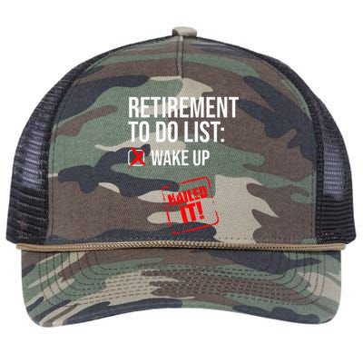 Funny Retirement To Do List Nailed It Retired Retiree Humor Retro Rope Trucker Hat Cap