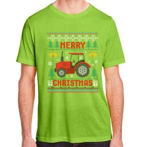 Funny Red Tractor Ugly Christmas Gift Adult ChromaSoft Performance T-Shirt