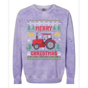 Funny Red Tractor Ugly Christmas Gift Colorblast Crewneck Sweatshirt