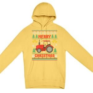 Funny Red Tractor Ugly Christmas Gift Premium Pullover Hoodie