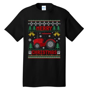 Funny Red Tractor Ugly Christmas Gift Tall T-Shirt