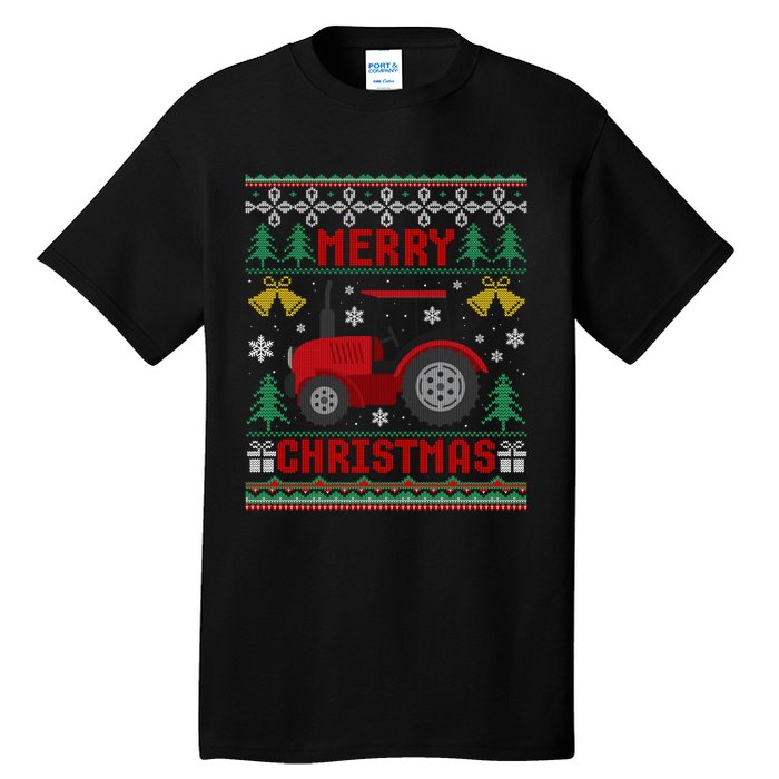 Funny Red Tractor Ugly Christmas Gift Tall T-Shirt