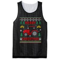 Funny Red Tractor Ugly Christmas Gift Mesh Reversible Basketball Jersey Tank