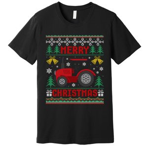 Funny Red Tractor Ugly Christmas Gift Premium T-Shirt