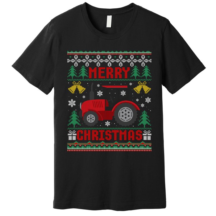 Funny Red Tractor Ugly Christmas Gift Premium T-Shirt