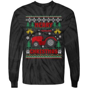 Funny Red Tractor Ugly Christmas Gift Tie-Dye Long Sleeve Shirt