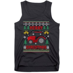 Funny Red Tractor Ugly Christmas Gift Tank Top