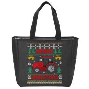 Funny Red Tractor Ugly Christmas Gift Zip Tote Bag