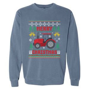 Funny Red Tractor Ugly Christmas Gift Garment-Dyed Sweatshirt