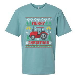 Funny Red Tractor Ugly Christmas Gift Sueded Cloud Jersey T-Shirt