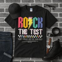 Funny Rock The Test Don't Stress Testing Day Teacher Student Tall T-Shirt