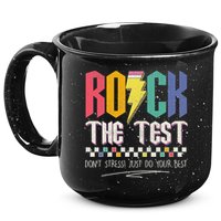 Funny Rock The Test Don't Stress Testing Day Teacher Student 15oz Campfire Ceramic Mug