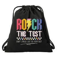 Funny Rock The Test Don't Stress Testing Day Teacher Student Drawstring Bag