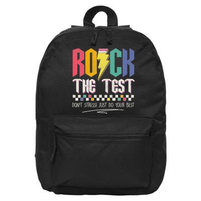 Funny Rock The Test Don't Stress Testing Day Teacher Student 16 in Basic Backpack