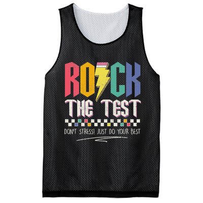 Funny Rock The Test Don't Stress Testing Day Teacher Student Mesh Reversible Basketball Jersey Tank