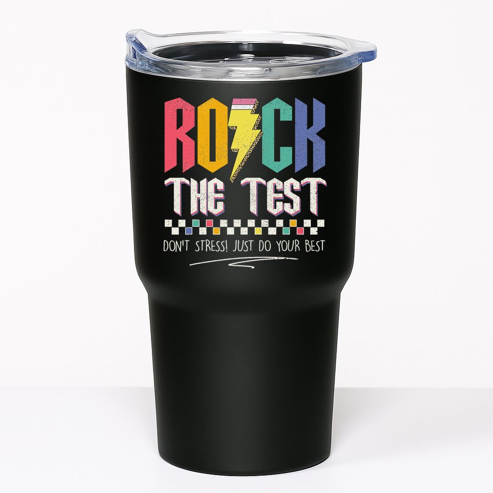 Funny Rock The Test Don't Stress Testing Day Teacher Student Tumbler