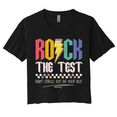 Funny Rock The Test Don't Stress Testing Day Teacher Student Crop Top