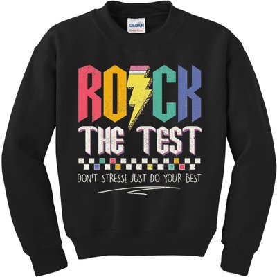 Funny Rock The Test Don't Stress Testing Day Teacher Student Kids Sweatshirt