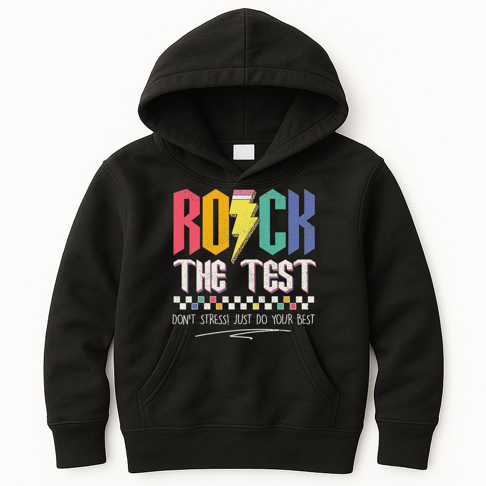 Funny Rock The Test Don't Stress Testing Day Teacher Student Kids Hoodie