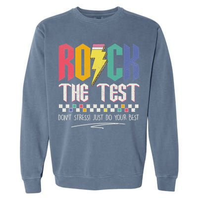 Funny Rock The Test Don't Stress Testing Day Teacher Student Garment-Dyed Sweatshirt