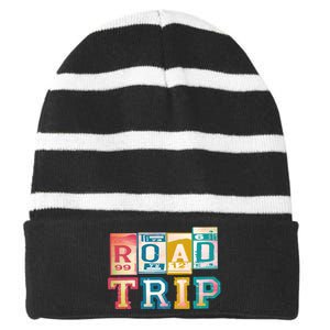 Family Road Trip Matching Family Vacation Striped Beanie with Solid Band