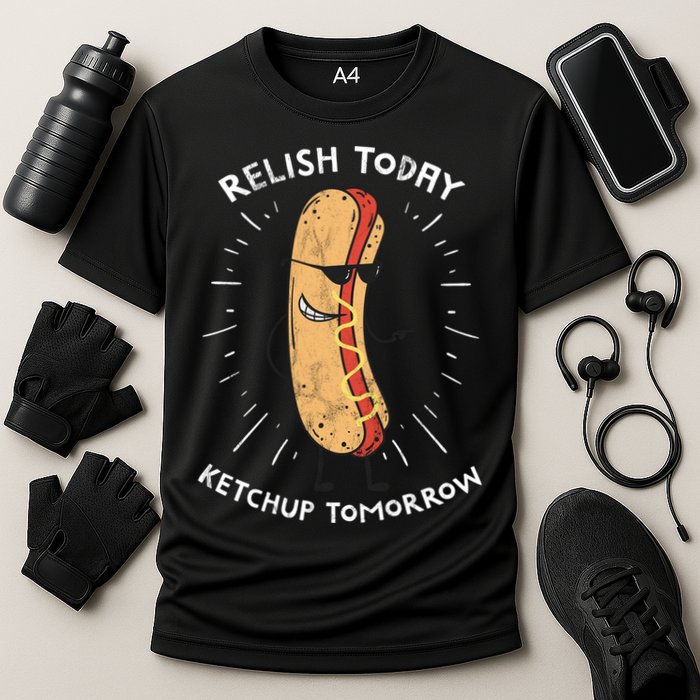 Funny Relish Today Ketchup Tomorrow Hot Dog Gift Cooling Performance Crew T-Shirt
