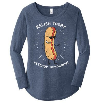 Funny Relish Today Ketchup Tomorrow Hot Dog Gift Women's Perfect Tri Tunic Long Sleeve Shirt