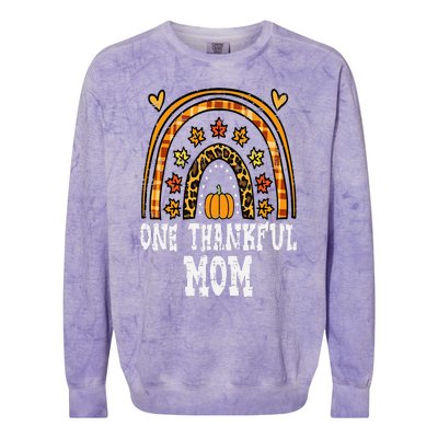 Fall Rainbow Thankful Mom Thanksgiving Family Mama Colorblast Crewneck Sweatshirt