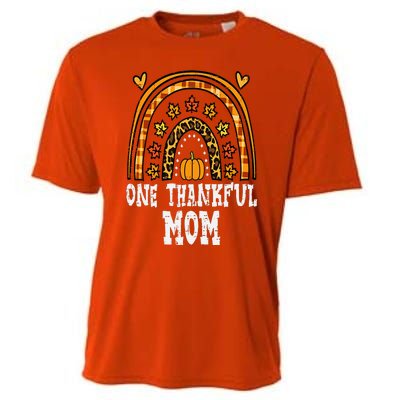 Fall Rainbow Thankful Mom Thanksgiving Family Mama Cooling Performance Crew T-Shirt