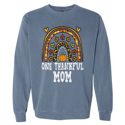 Fall Rainbow Thankful Mom Thanksgiving Family Mama Garment-Dyed Sweatshirt