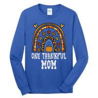 Fall Rainbow Thankful Mom Thanksgiving Family Mama Tall Long Sleeve T-Shirt