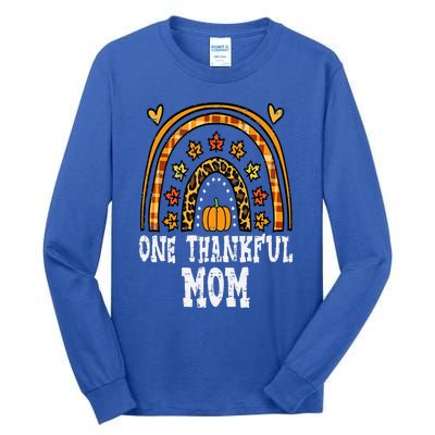 Fall Rainbow Thankful Mom Thanksgiving Family Mama Tall Long Sleeve T-Shirt