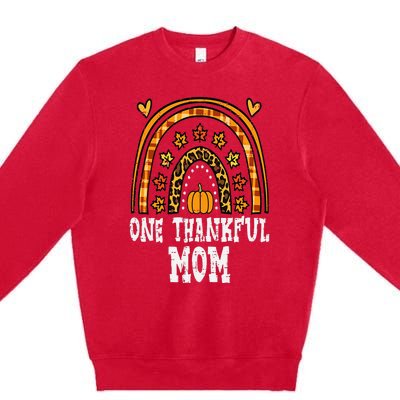 Fall Rainbow Thankful Mom Thanksgiving Family Mama Premium Crewneck Sweatshirt