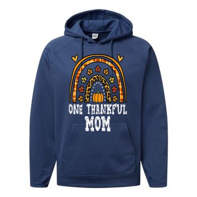 Fall Rainbow Thankful Mom Thanksgiving Family Mama Performance Fleece Hoodie