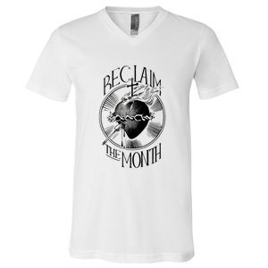 Funny Reclaim The Month Sacred Of Heart Of Jesus V-Neck T-Shirt