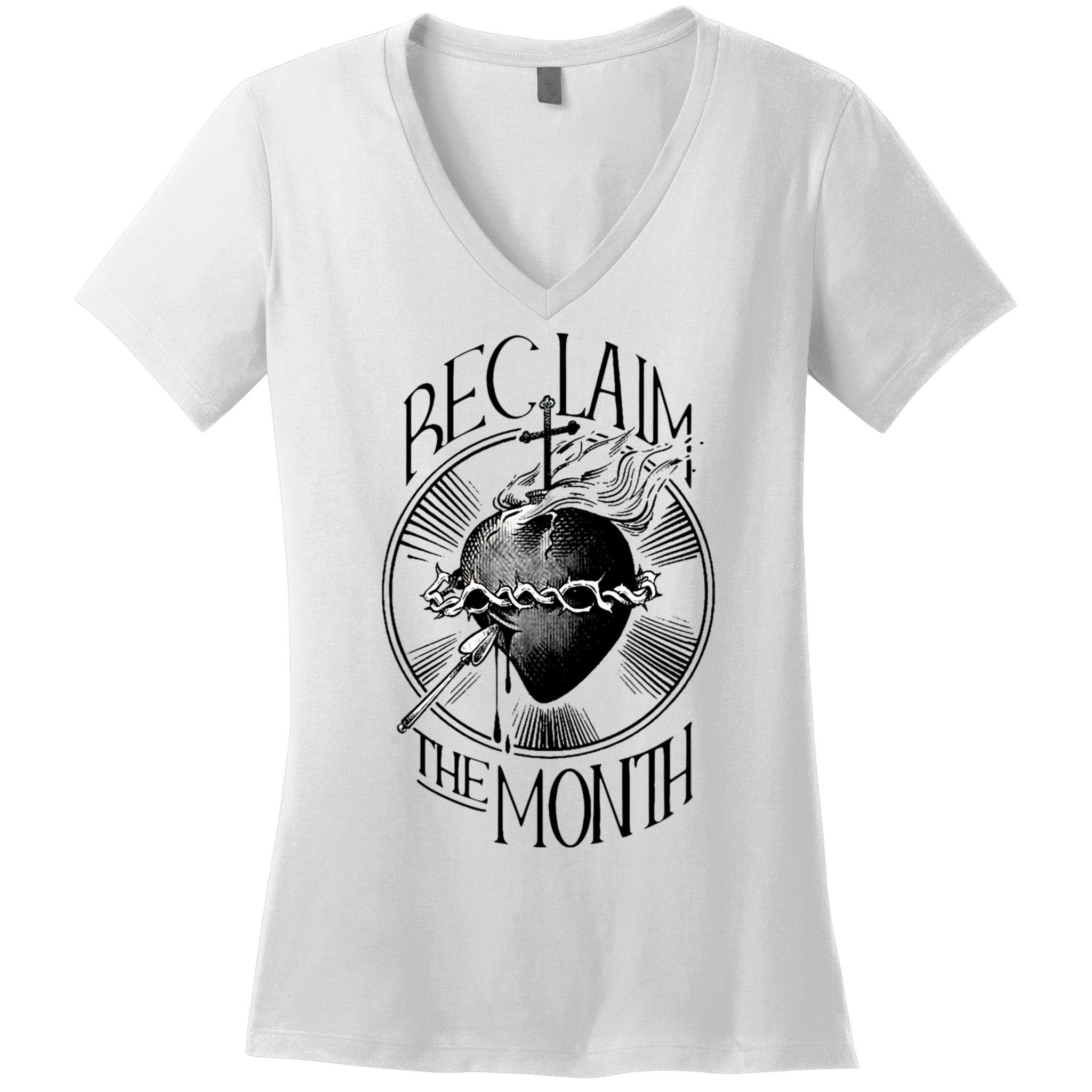 Funny Reclaim The Month Sacred Of Heart Of Jesus Women's V-Neck T-Shirt