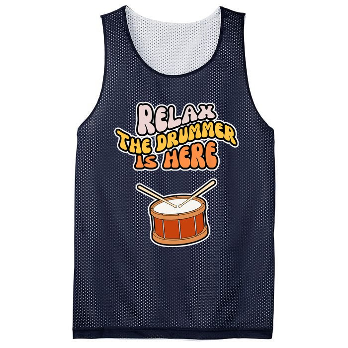 Funny Relax The Drummer Is Here Drum Player Music Lover Mesh Reversible Basketball Jersey Tank