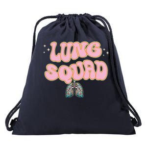 Funny Respiratory Therapist Rt Lung Squad Retro Lungs Drawstring Bag