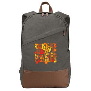 Funny Retro Thanksgiving Turkey Gravy Beans And Rolls Let Me See That Casserole Cotton Canvas Backpack