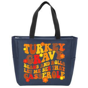 Funny Retro Thanksgiving Turkey Gravy Beans And Rolls Let Me See That Casserole Zip Tote Bag