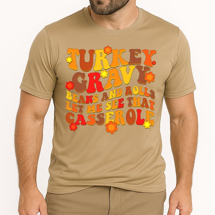 Funny Retro Thanksgiving Turkey Gravy Beans And Rolls Let Me See That Casserole Performance Shirt