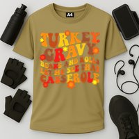 Funny Retro Thanksgiving Turkey Gravy Beans And Rolls Let Me See That Casserole Performance Shirt