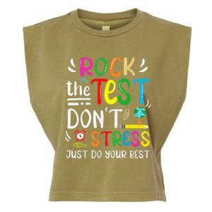 Funny Rock The Test Testing Day For Teacher Student Garment-Dyed Women's Muscle Tee