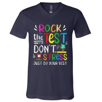 Funny Rock The Test Testing Day For Teacher Student V-Neck T-Shirt